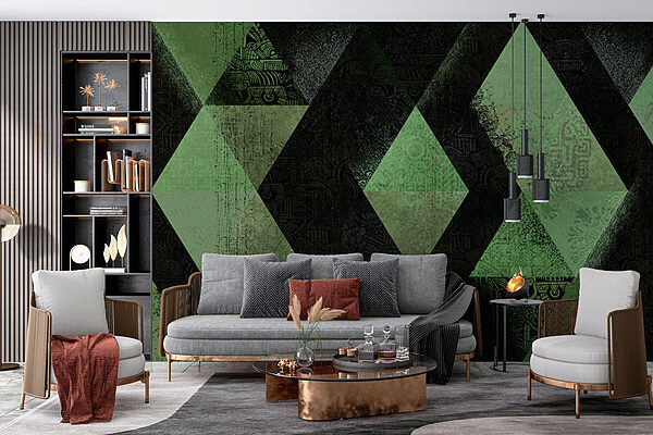 Fotomurales Fotomurales Diseño de rombos negros y verdes (SKU: w01793v1)