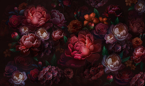 Grupo de flores sobre fondo oscuro Grupo de flores sobre fondo oscuro
