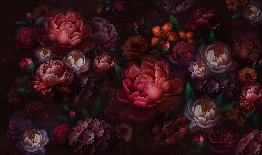 Grupo de flores sobre fondo oscuro Grupo de flores sobre fondo oscuro