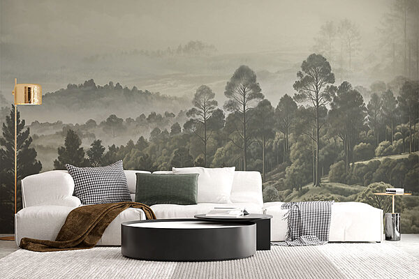 Landscape of trees and fog Landscape of trees and fog