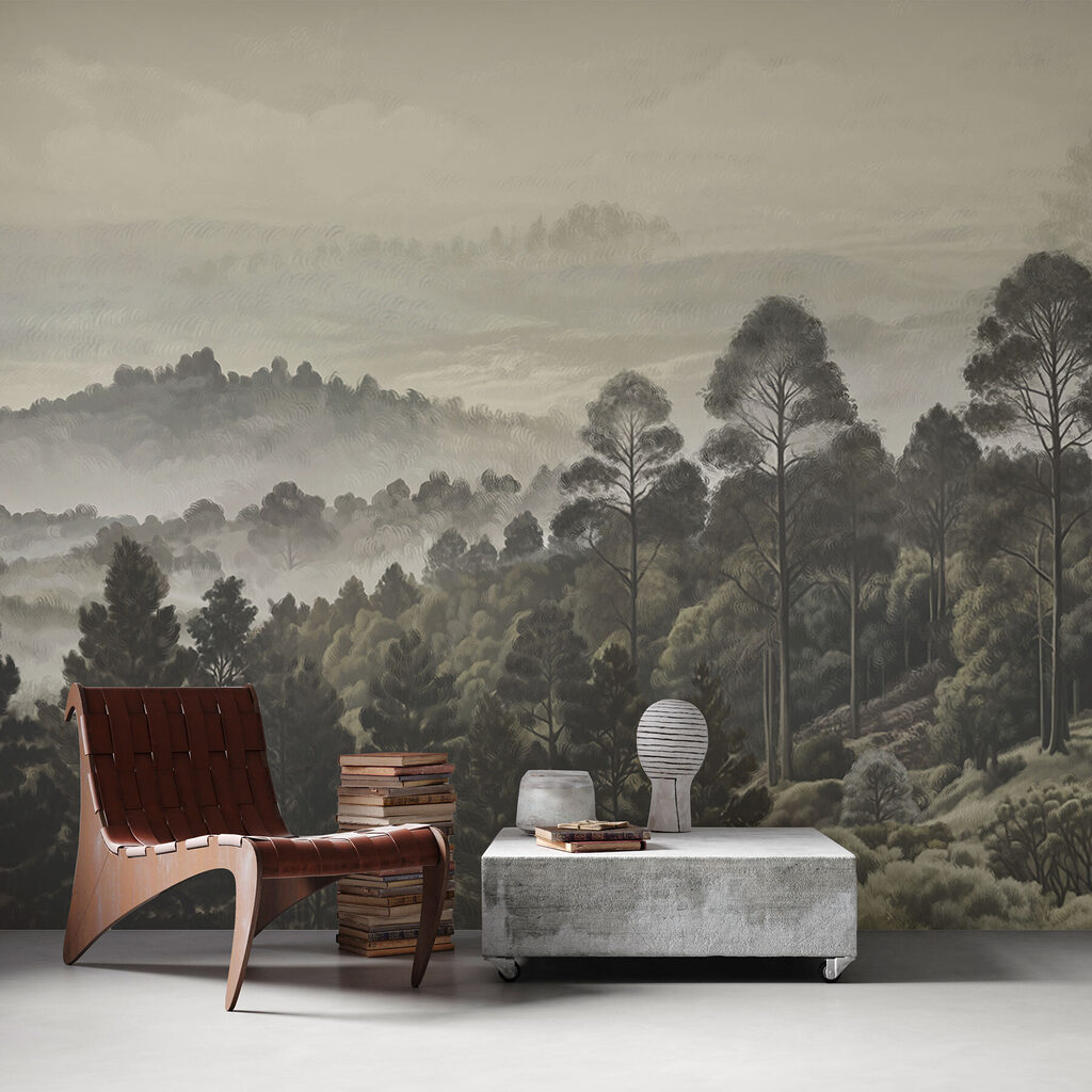 Landscape of trees and fog Landscape of trees and fog