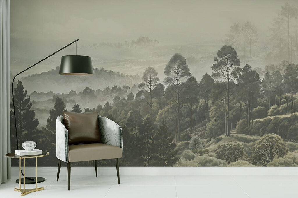 Landscape of trees and fog Landscape of trees and fog