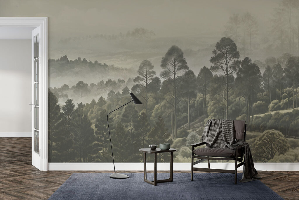 Landscape of trees and fog Landscape of trees and fog