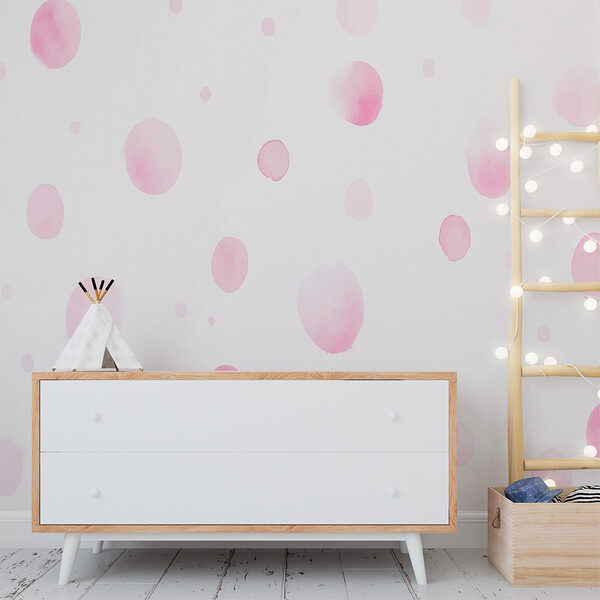 Papel pintado de lunares rosas y blancos Papel pintado de lunares rosas y blancos