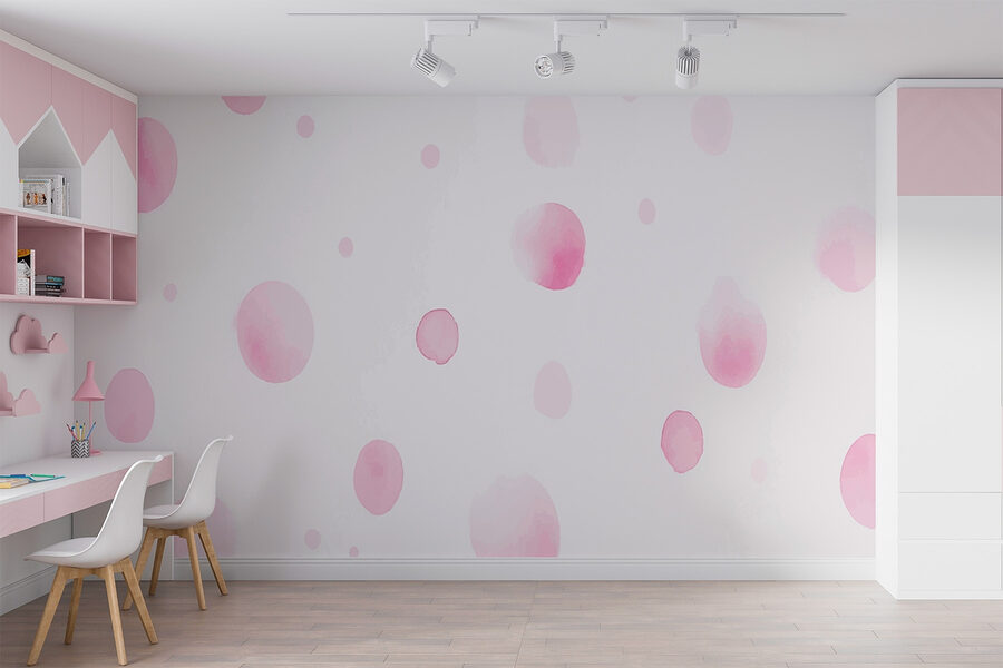 Papel pintado de lunares rosas y blancos