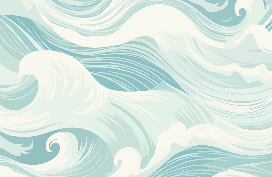 Olas azules y blancas