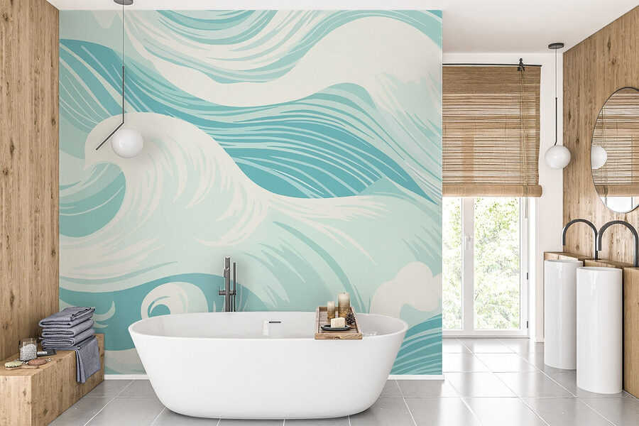 Olas azules y blancas
