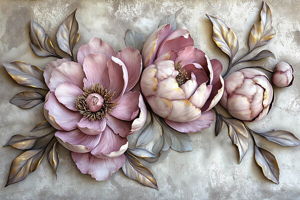 Group of flowers with leaves