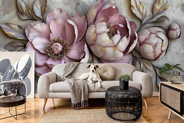 Group of flowers with leaves