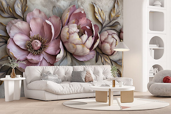 Group of flowers with leaves