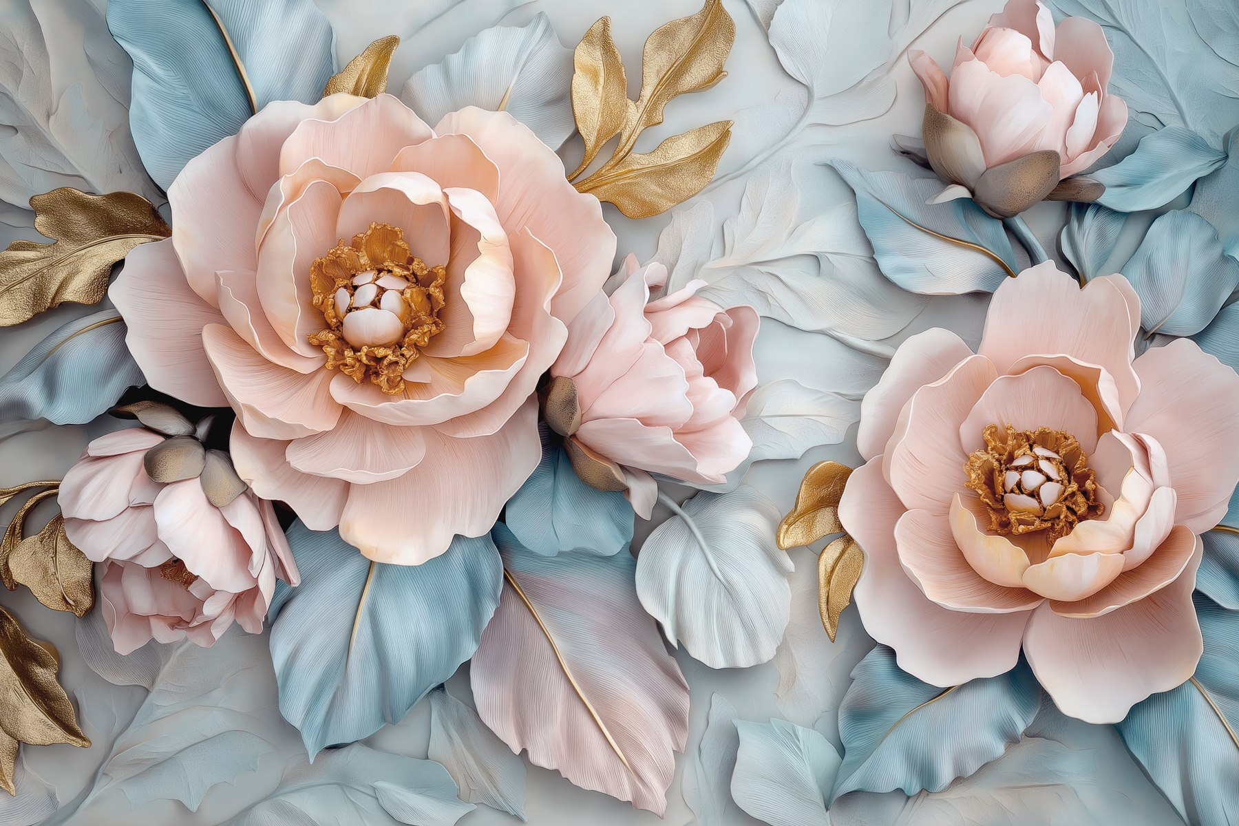 Group of flowers and leaves Group of flowers and leaves