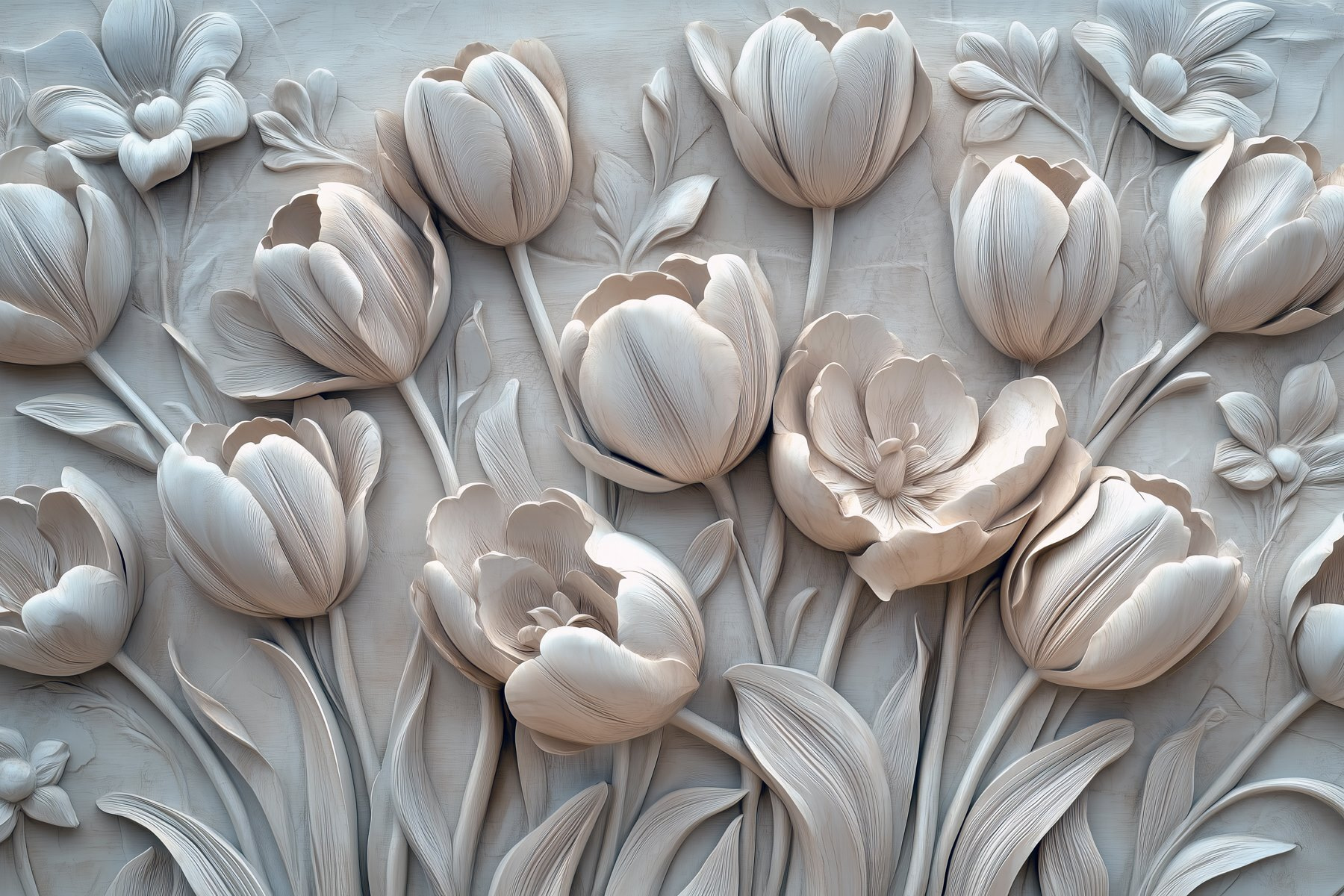White flower carving on a wall