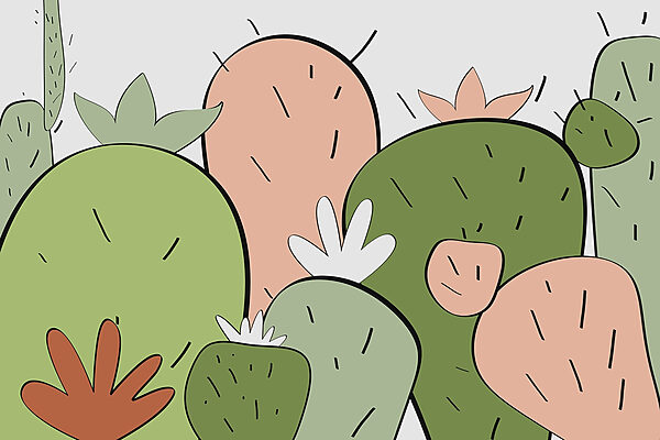 Grupo de cactus con formas diferentes Grupo de cactus con formas diferentes