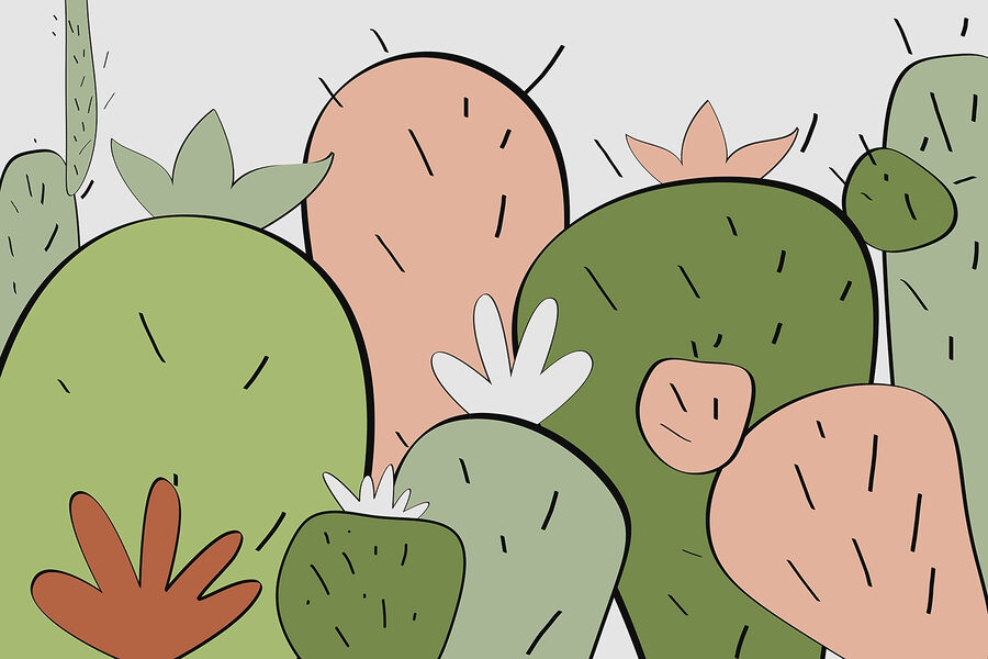 Grupo de cactus con formas diferentes