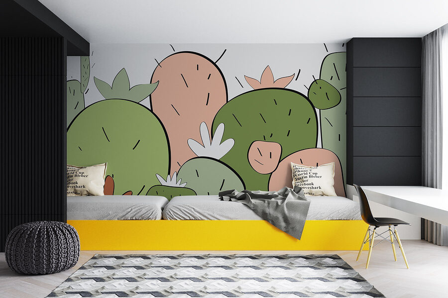 Grupo de cactus con formas diferentes