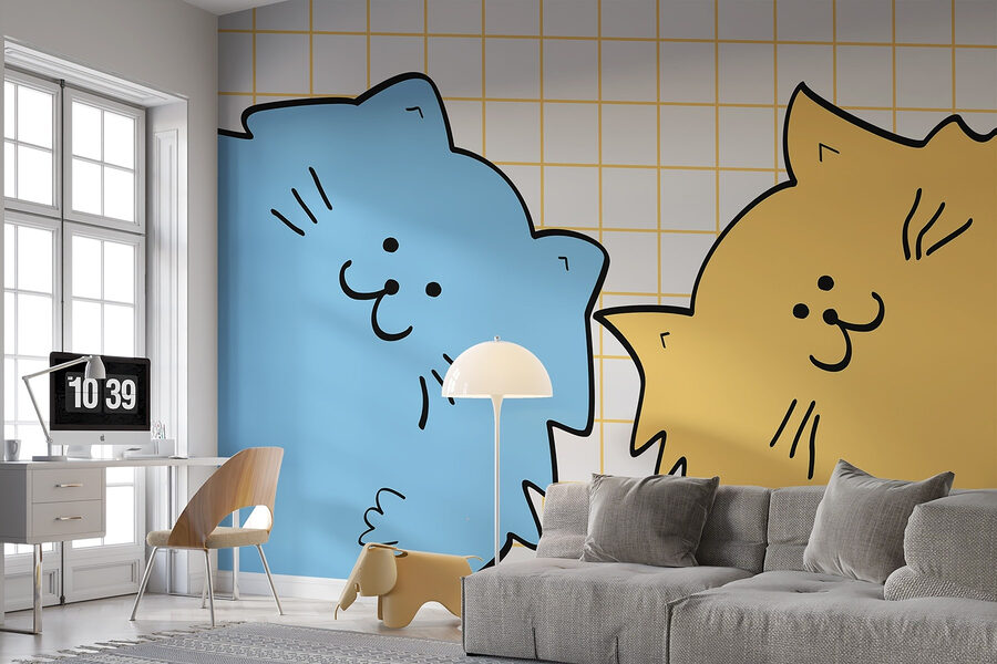 Gato azul y amarillo