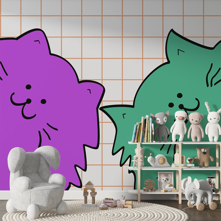 Gato morado y verde