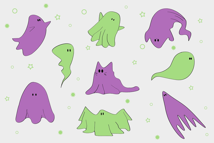 Conjunto de fantasmas de dibujos animados