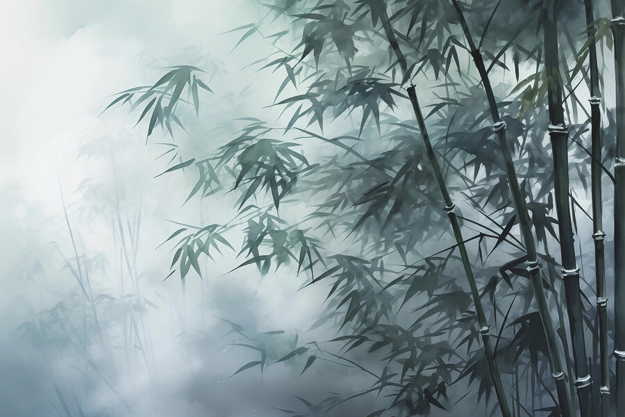 Bambúes en la niebla