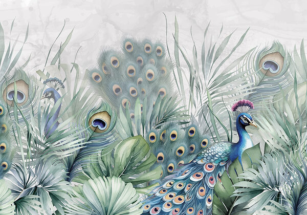 Pavos reales y plantas Pavos reales y plantas