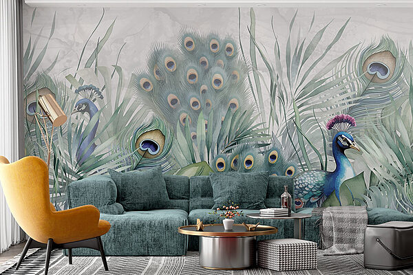 Pavos reales y plantas Pavos reales y plantas