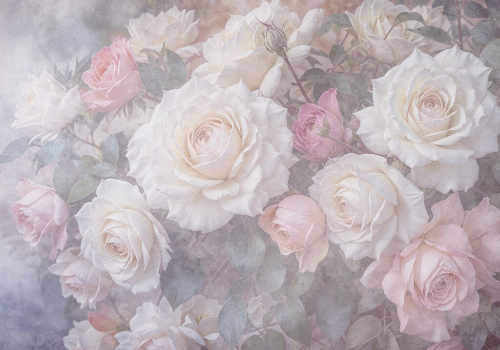 Group of white and pink roses Group of white and pink roses