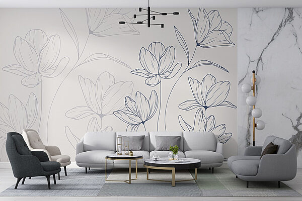 Drawing of flowers on a white background