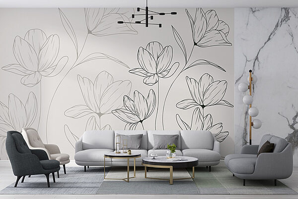 Drawing of flowers on a white background