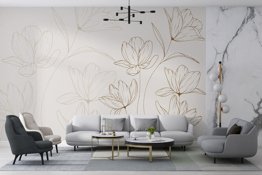 Dibujo de flores sobre fondo blanco