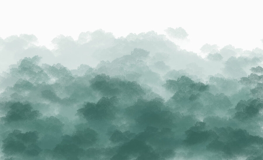 Cielo brumoso verde y blanco