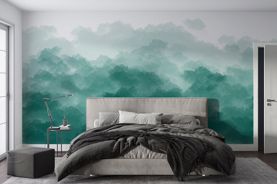 Cielo brumoso verde y blanco