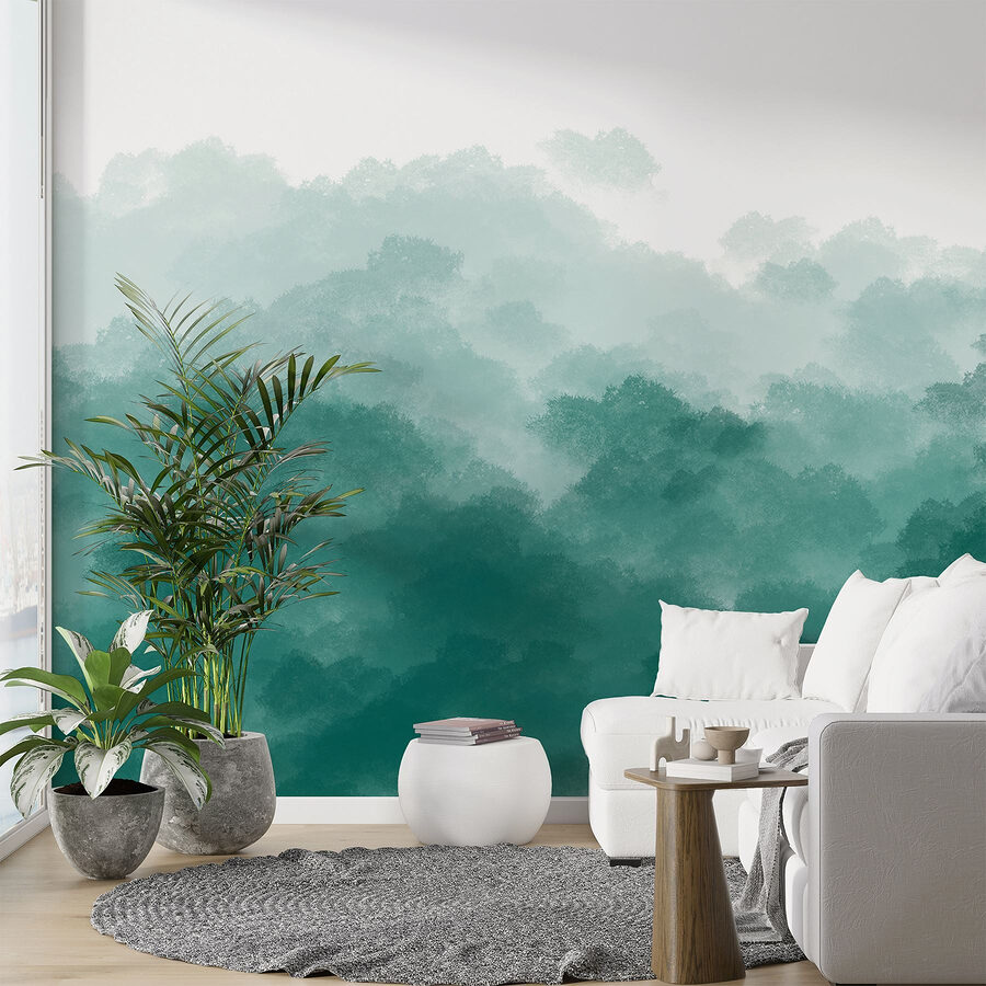 Cielo brumoso verde y blanco