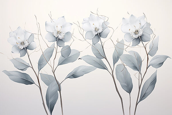 Grupo de flores blancas con hojas Grupo de flores blancas con hojas