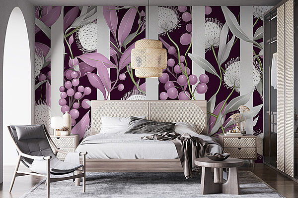 Motivo floral morado y blanco Motivo floral morado y blanco