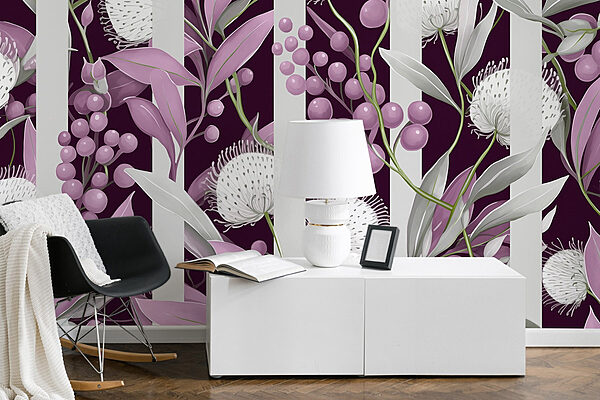 Motivo floral morado y blanco Motivo floral morado y blanco