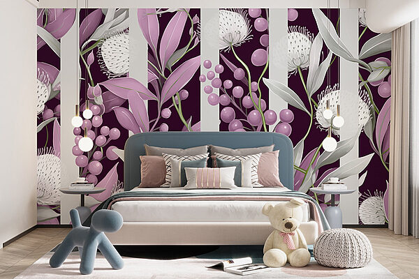 Motivo floral morado y blanco Motivo floral morado y blanco