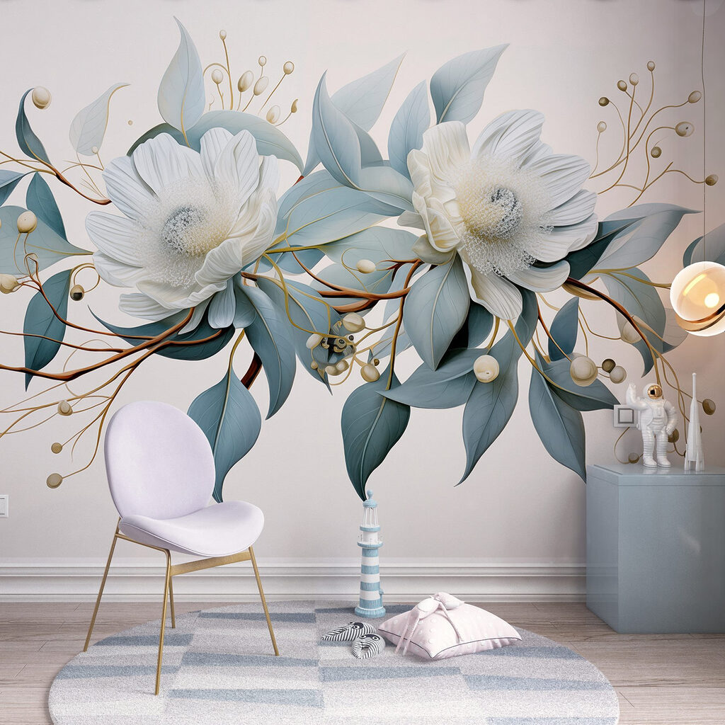 White flowers and leaves White flowers and leaves