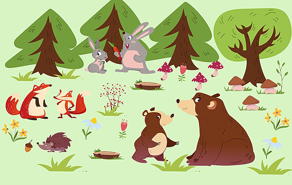 Grupo de animales en el bosque Grupo de animales en el bosque