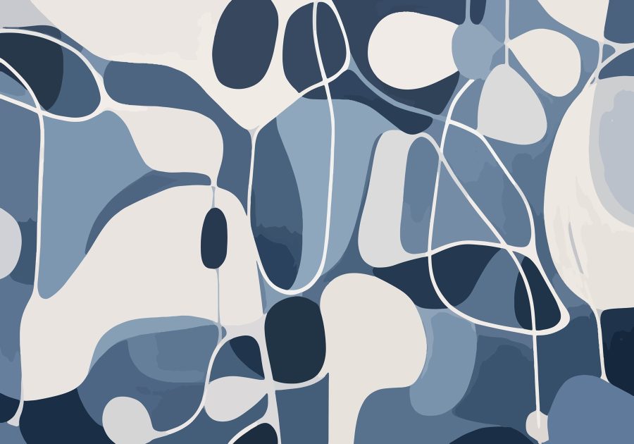 Estampado azul y blanco