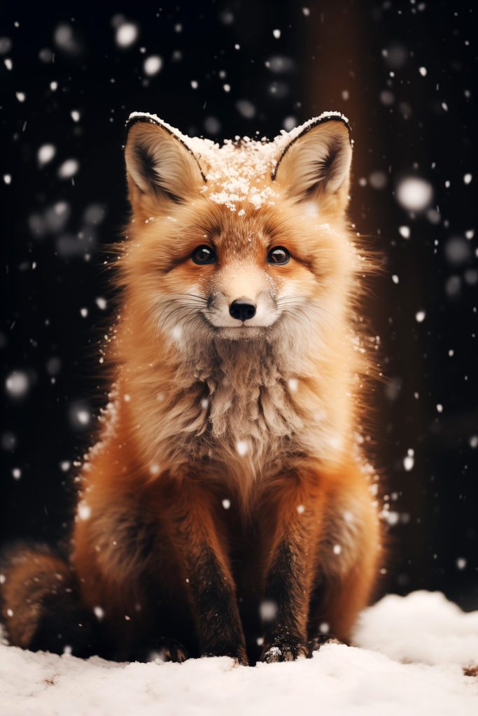 Fox with snow on its head Fox with snow on its head