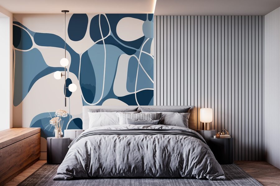 Estampado azul y blanco