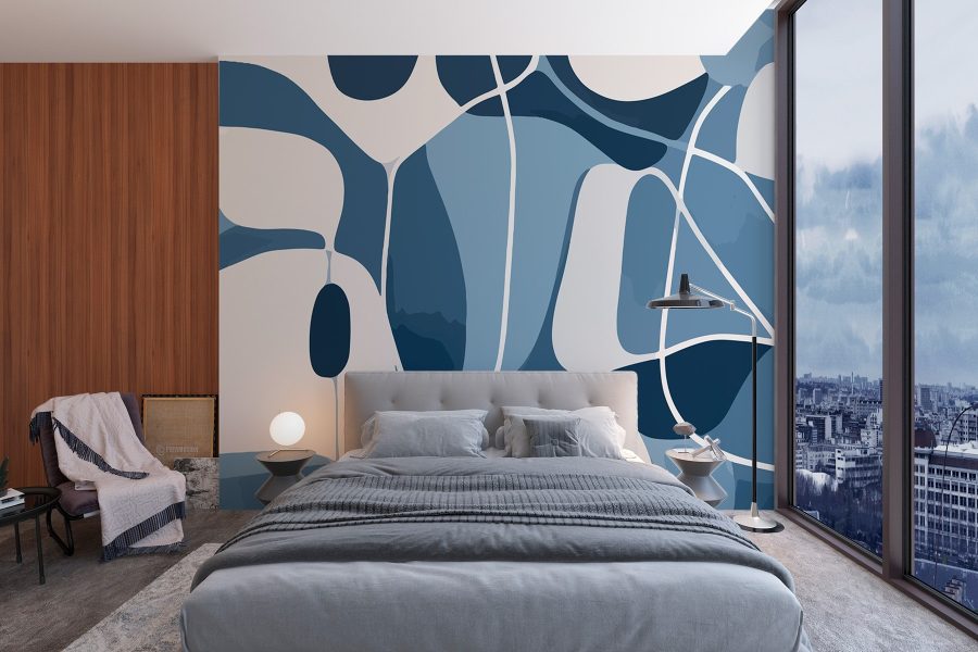 Estampado azul y blanco