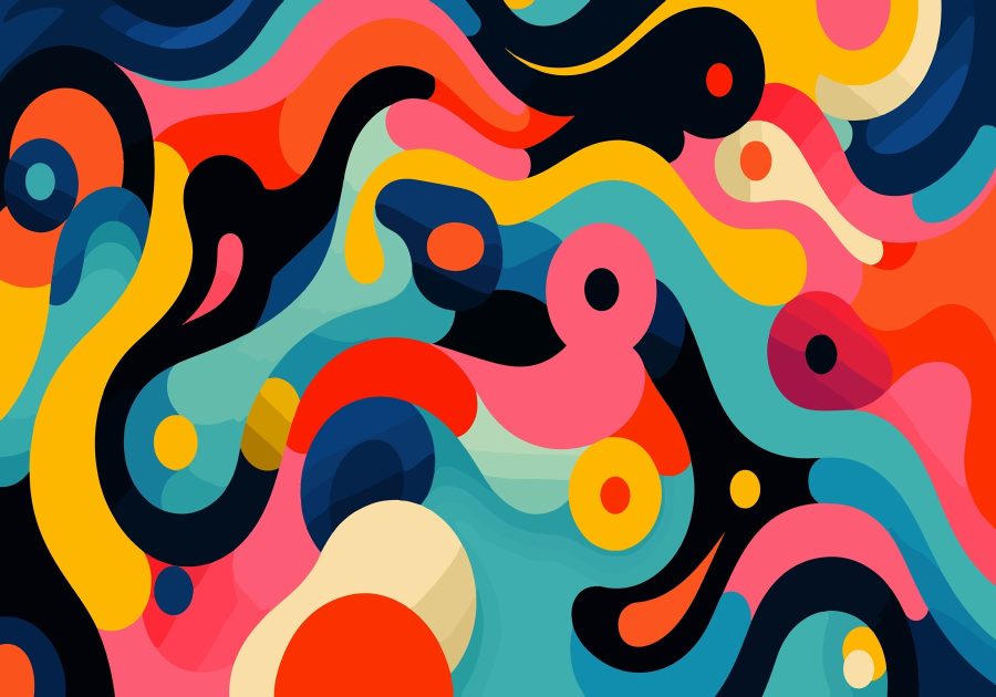 Estampado colorido con círculos y puntos