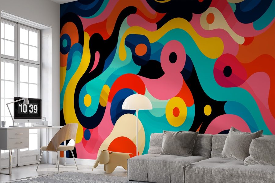 Estampado colorido con círculos y puntos