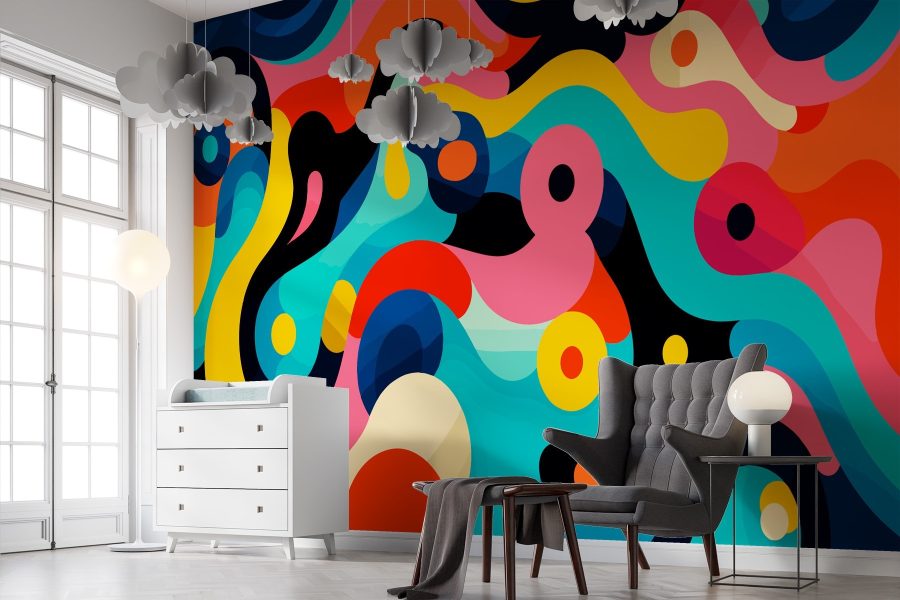 Estampado colorido con círculos y puntos