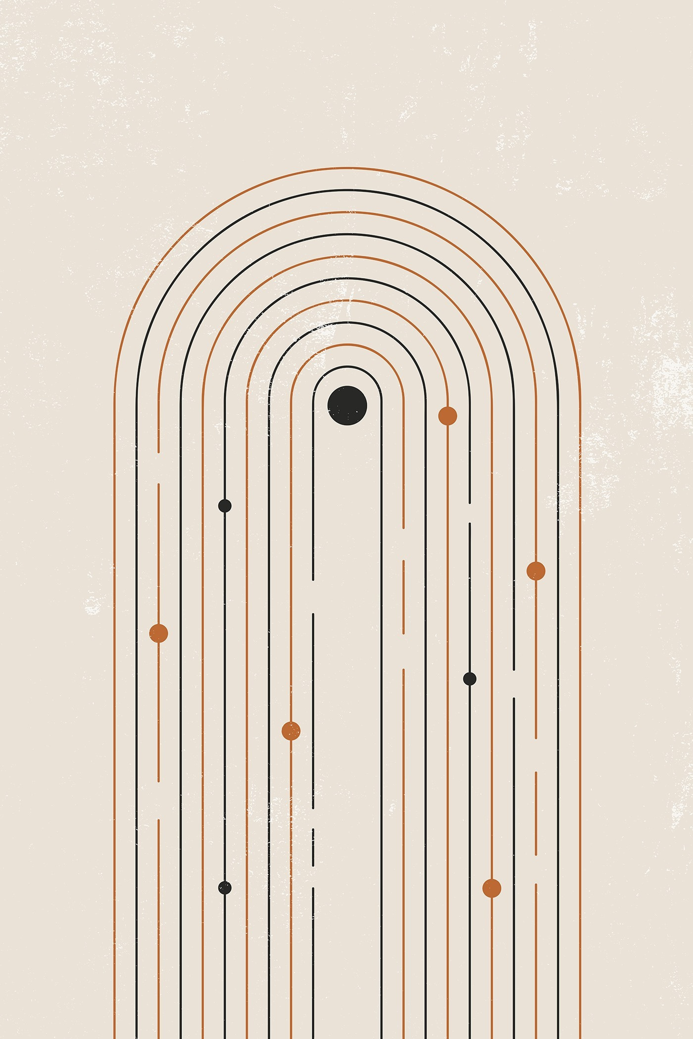 Black and orange lines and dots Black and orange lines and dots