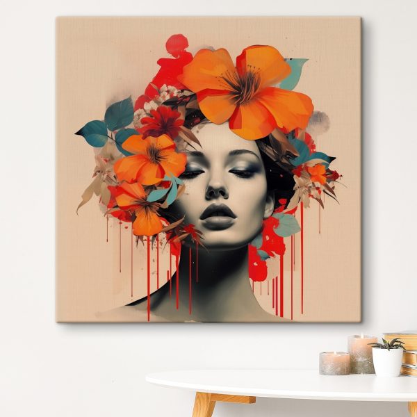 Mujer con flores en el pelo Cuadros Mujer con flores en el pelo