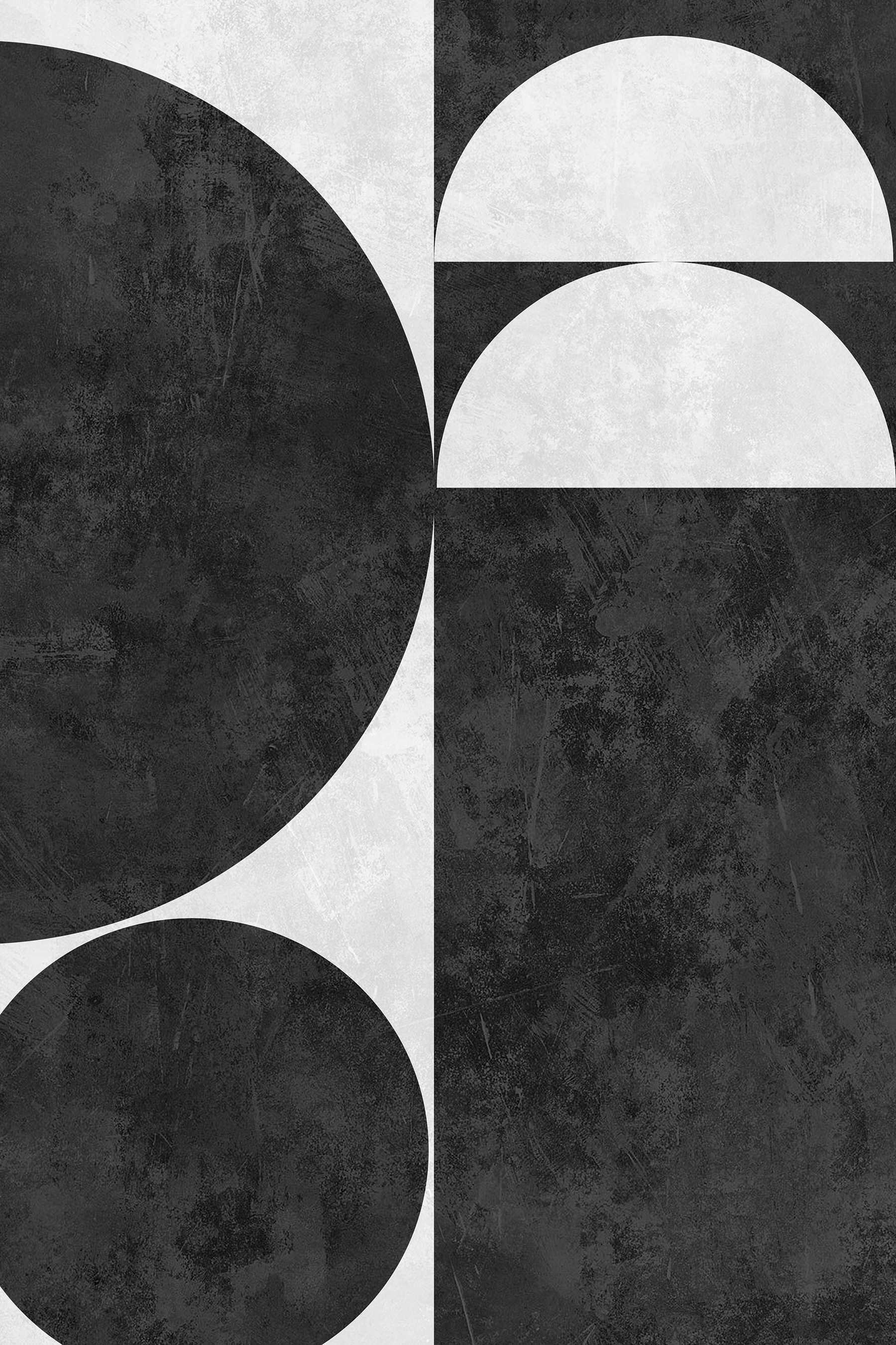 Black and white background with circles and a square Black and white background with circles and a square