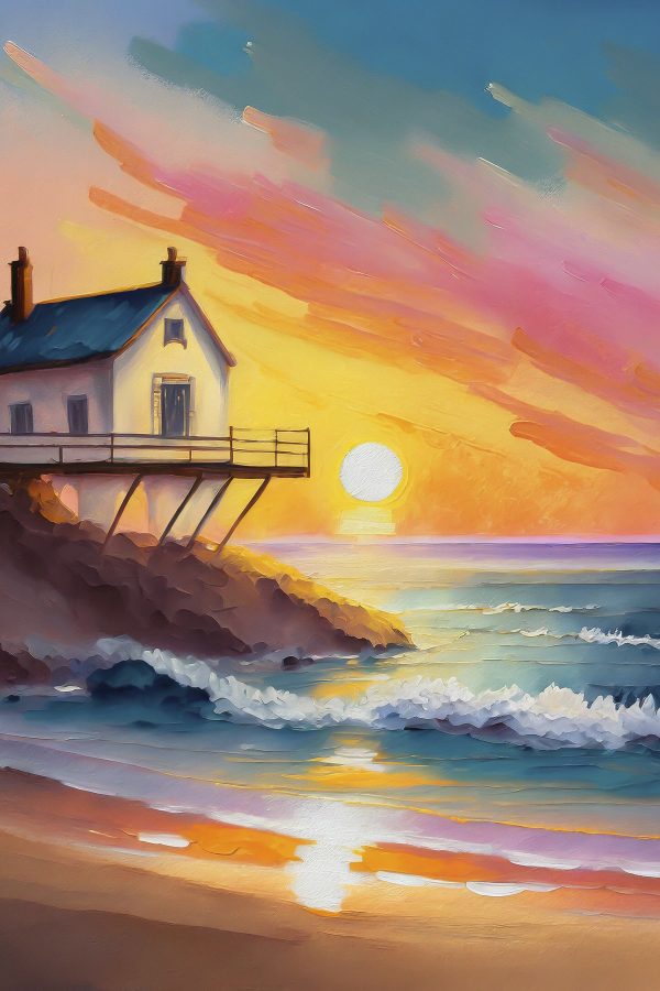 House on a cliff above the water