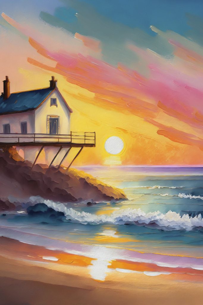 House on a cliff above the water